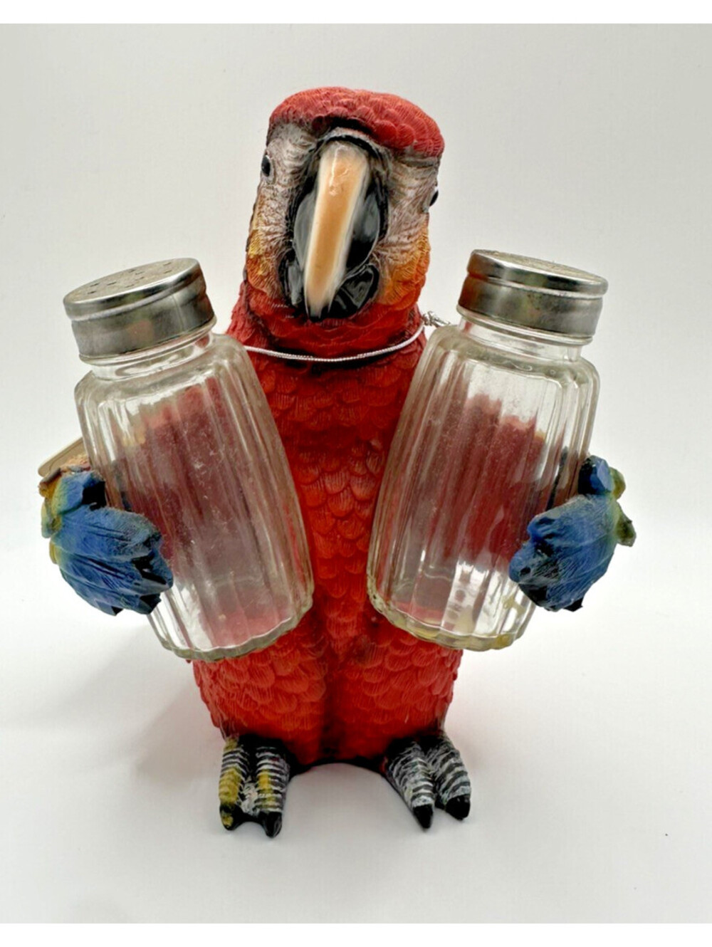 Tropical Rainforest Red Scarlet Macaw Parrot Salt Pepper Shakers/ Holder